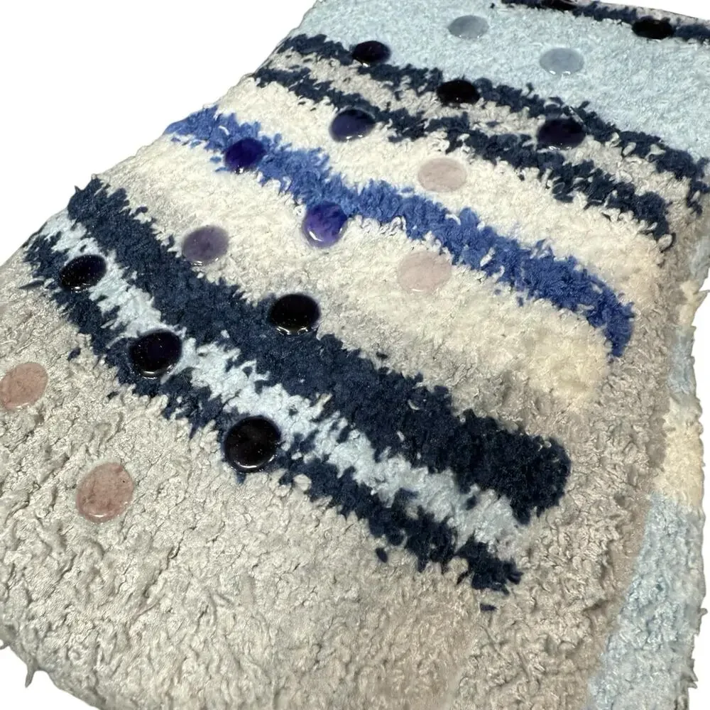 New Set of 3 Jessica Simpson Womens Fuzzy Ankle Socks Blue Sz 4-10 Non Slip Grip